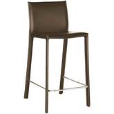 Crawford Counter Stool in Brown Leather (Set of 2)